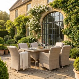 Lazise 6 Seater Dining Set, Rattan, Brown - Barker & Stonehouse - thumbnail 1