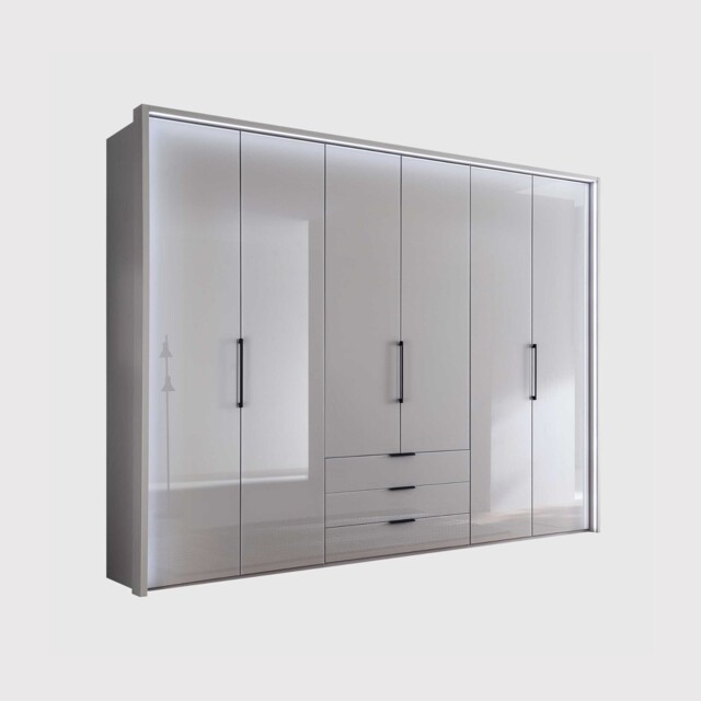 Templin 2000 6 Glss Door Combi Wardrobe, Grey - Barker & Stonehouse - image 1