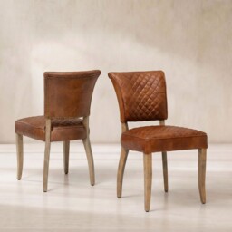 Timothy Oulton Mimi Quilted Dining Chair, Brown Leather - Barker & Stonehouse
