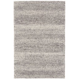 Flori Grey Marl Stripe 120x170cm Rug, Square Wool Blend - W120cm - Barker & Stonehouse - thumbnail 1