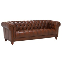 Ullswater 4 Seater Leather Chesterfield Sofa, Brown - Barker & Stonehouse - thumbnail 3