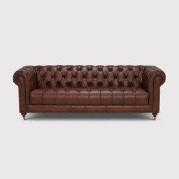 Ullswater 4 Seater Leather Chesterfield Sofa, Brown - Barker & Stonehouse - thumbnail 1
