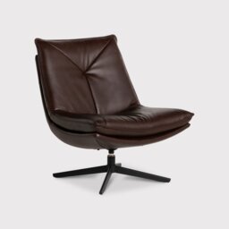 Cormac Swivel Armchair, Brown Leather - Barker & Stonehouse
