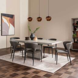 Halmstad Extending Dining Table 160cm, Grey Concrete Effect - Barker & Stonehouse - thumbnail 2