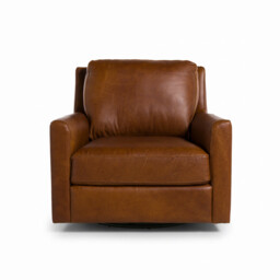 Albard Swivel Armchair, Brown Leather - Barker & Stonehouse - thumbnail 2