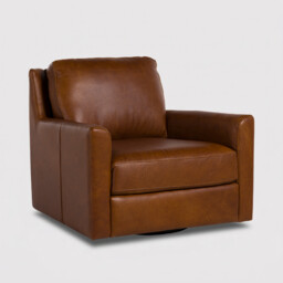 Albard Swivel Armchair, Brown Leather - Barker & Stonehouse