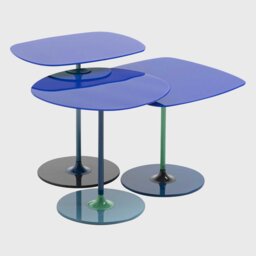 Kartell Thierry Set 3 Side Tables H40+H45+H50 Blue Glass - Barker & Stonehouse - thumbnail 4