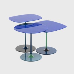 Kartell Thierry Set 3 Side Tables H40+H45+H50 Blue Glass - Barker & Stonehouse