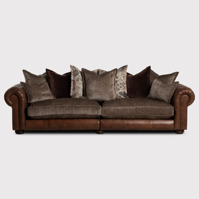 Taunton 4 Seater Sofa Split, Brown Fabric & Leather - Barker & Stonehouse - image 1