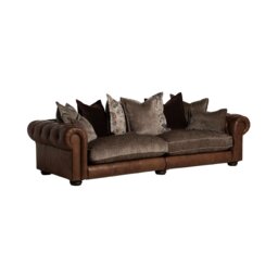 Taunton 4 Seater Sofa Split, Brown Fabric & Leather - Barker & Stonehouse - thumbnail 3