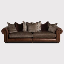 Taunton 4 Seater Sofa Split, Brown Fabric & Leather - Barker & Stonehouse - thumbnail 1
