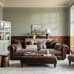 Taunton 4 Seater Sofa Split, Brown Fabric & Leather - Barker & Stonehouse - thumbnail 2