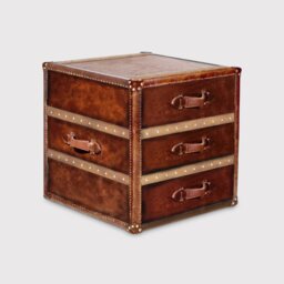 Timothy Oulton Stonyhurst Side Table Large, Brown Leather - Barker & Stonehouse