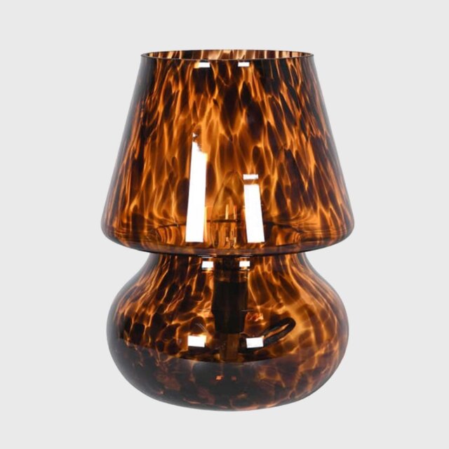 Tortoise Print Mushroom Table Lamp, Brown Glass - Barker & Stonehouse