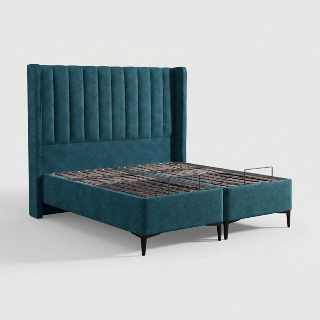 Tempur Suffolk King Slim Disc Static Divan Bed, Blue Velvet - Barker & Stonehouse - image 1