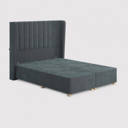 Tempur Suffolk King Slim Disc Static Divan Bed, Blue Velvet - Barker & Stonehouse