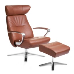 Conform Style Quattro Swivel Recliner Chair, Brown Leather - Barker & Stonehouse - thumbnail 3