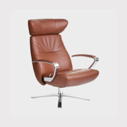 Conform Style Quattro Swivel Recliner Chair, Brown Leather - Barker & Stonehouse - thumbnail 1