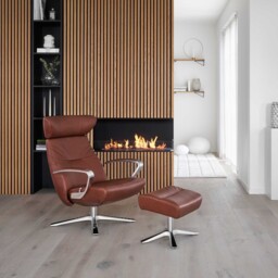 Conform Style Quattro Swivel Recliner Chair, Brown Leather - Barker & Stonehouse - thumbnail 2