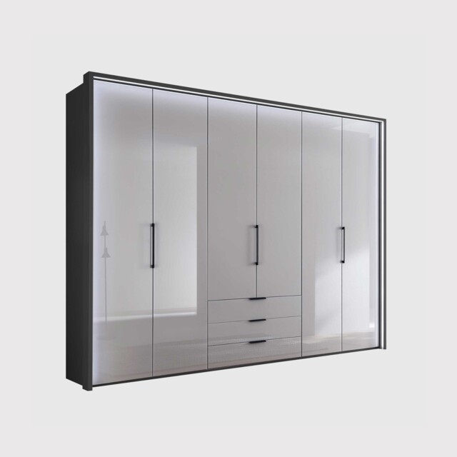 Templin 2000 6 Glss Door Combi Wardrobe, Grey - Barker & Stonehouse - image 1