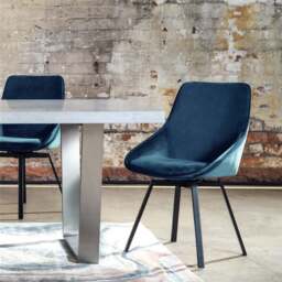 Beckton Leisure Swivel Dining Chair, Blue Velvet - Barker & Stonehouse - thumbnail 3