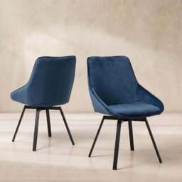 Beckton Leisure Swivel Dining Chair, Blue Velvet - Barker & Stonehouse