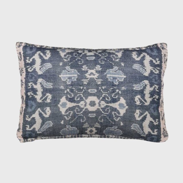 Blue Ikat Cushion, Square Polyester - Barker & Stonehouse