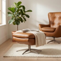 Mills Ottoman, Brown Leather - Barker & Stonehouse - thumbnail 3