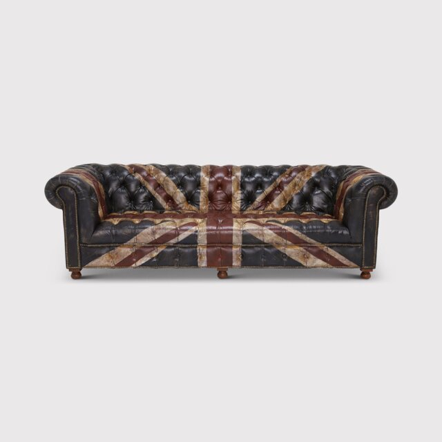 Timothy Oulton Westminster Button Chesterfield Sofa 3 Seater, Navy Leather - Barker & Stonehouse