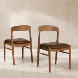 Semeru Dining Chair With Leather Seat, Wood - Barker & Stonehouse