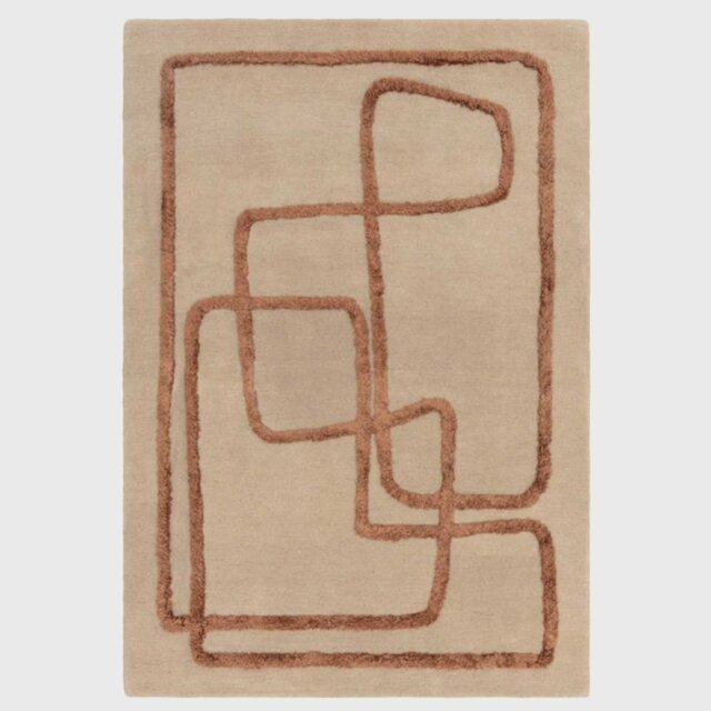 Eclipse 160x230cm Rug Copper, Square, Neutral Wool Blend - Barker & Stonehouse