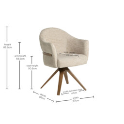 Fitzgerald Swivel Dining Chair With Arms, Neutral Fabric - Barker & Stonehouse - thumbnail 6