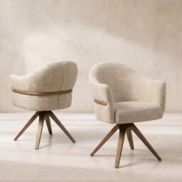 Fitzgerald Swivel Dining Chair With Arms, Neutral Fabric - Barker & Stonehouse - thumbnail 1