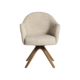 Fitzgerald Swivel Dining Chair With Arms, Neutral Fabric - Barker & Stonehouse - thumbnail 4