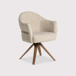 Fitzgerald Swivel Dining Chair With Arms, Neutral Fabric - Barker & Stonehouse - thumbnail 2