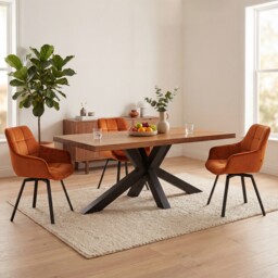 Navarro Star Dining Table 220Cm, Brown Oak - W220cm - Barker & Stonehouse - thumbnail 2