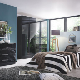 Atlanta 4 Door 3 Drawer Wardrobe 201Cm Height 223Cm, Black - Barker & Stonehouse - thumbnail 3