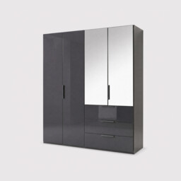Atlanta 4 Door 3 Drawer Wardrobe 201Cm Height 223Cm, Black - Barker & Stonehouse
