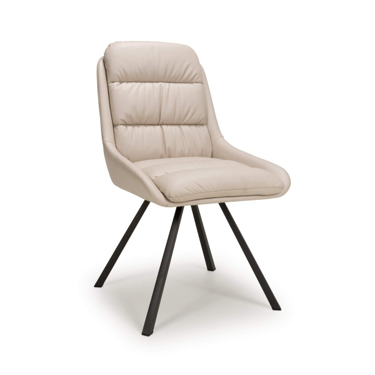 Flair Arnhem Swivel Leather Effect Dining Chair (Pair) Cream