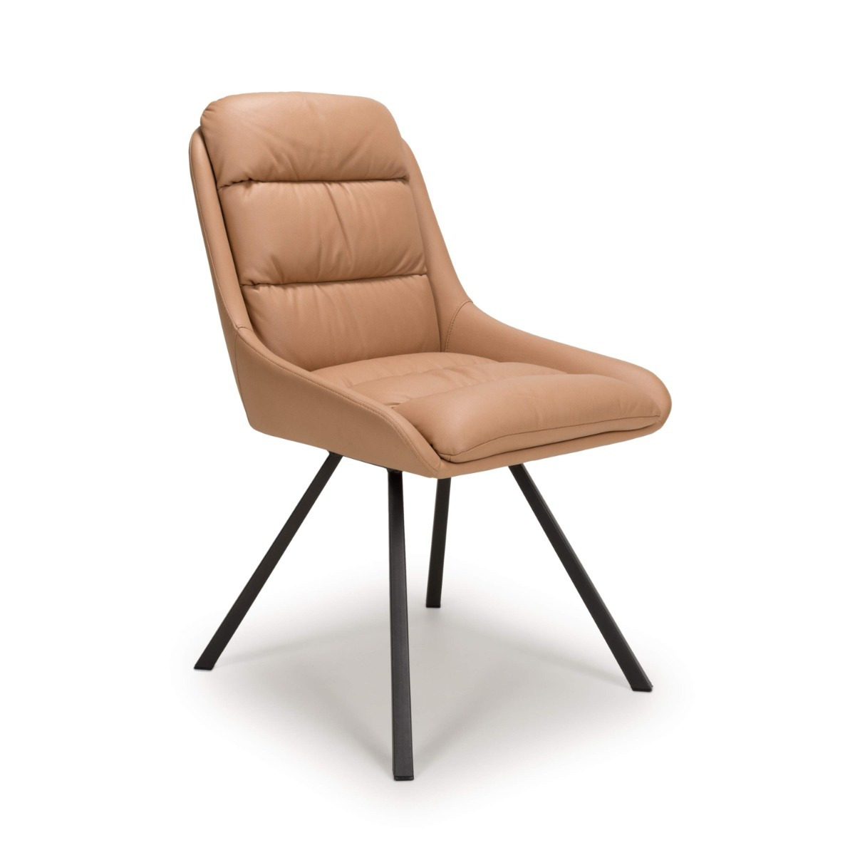 Flair Arnhem Swivel Leather Effect Dining Chair (Pair) Tan