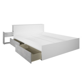 Trasman Jazz Double Bed Frame White/Concrete