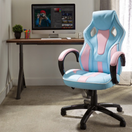 X Rocker Maverick Height Adjustable Office Gaming Chair Bubblegum
