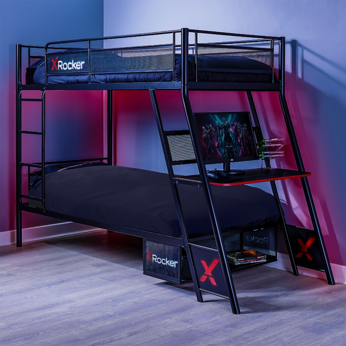 X Rocker Armada Gaming Bunk Bed With Desk - image 1