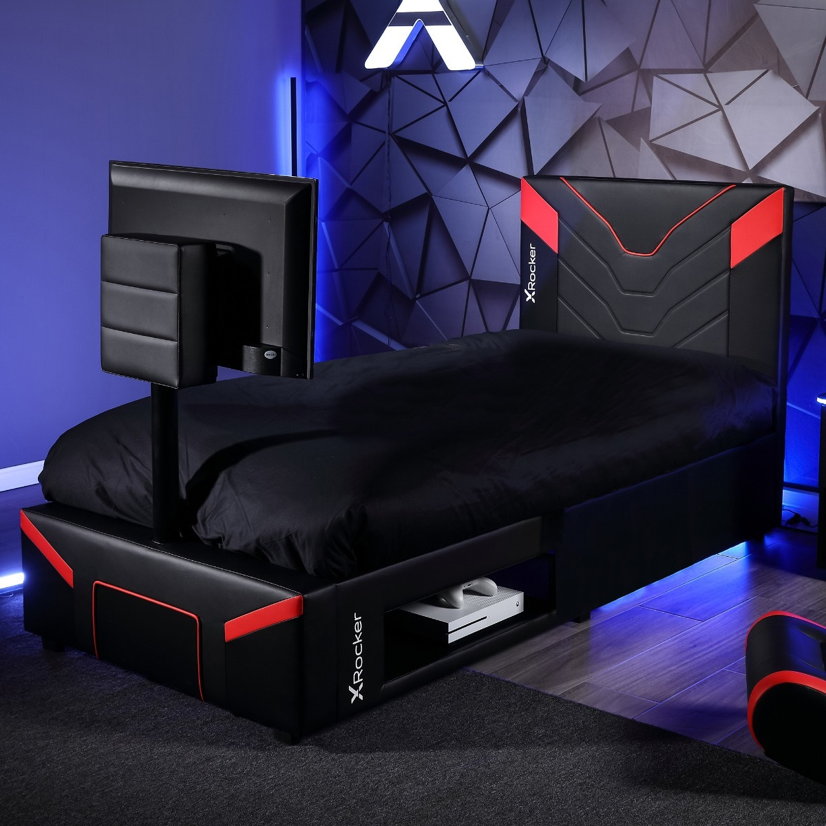 X Rocker Cerberus Twist TV Gaming Bed Single Black and Red - image 1