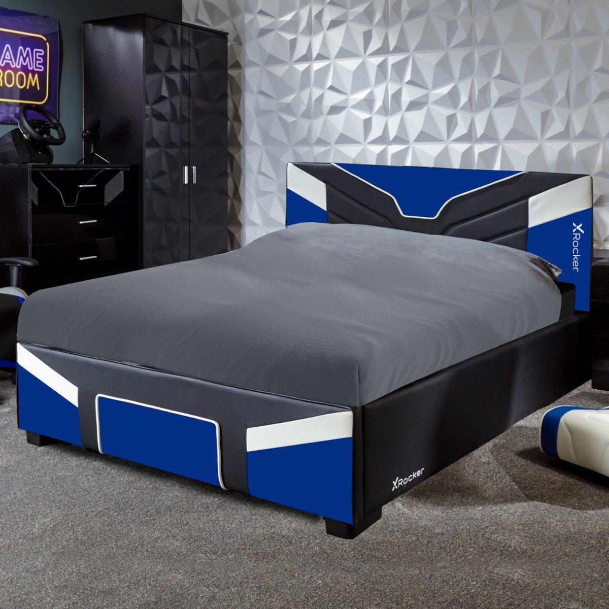 X Rocker Cerberus MKII Bed In A Box Double Blue - image 1