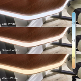 X Rocker Oka Office Desk Walnut Effect - LED Lighting & Wireless Charging - 110x55 - thumbnail 3