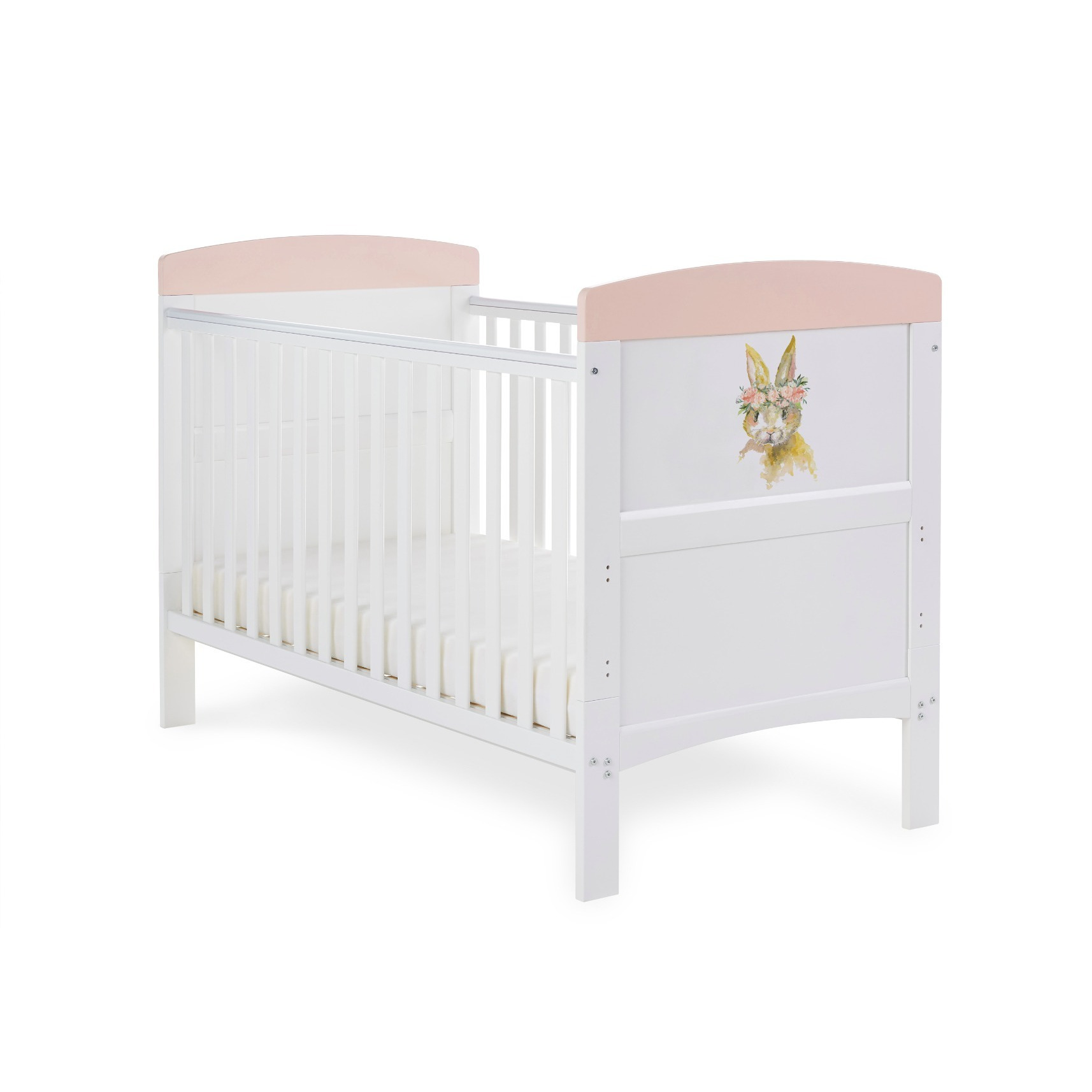 Obaby Grace Inspire Cot Bed - Watercolour Rabbit Pink - image 1