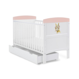 Obaby Grace Inspire Cot Bed & Under Drawer - Watercolour Rabbit Pink - thumbnail 2