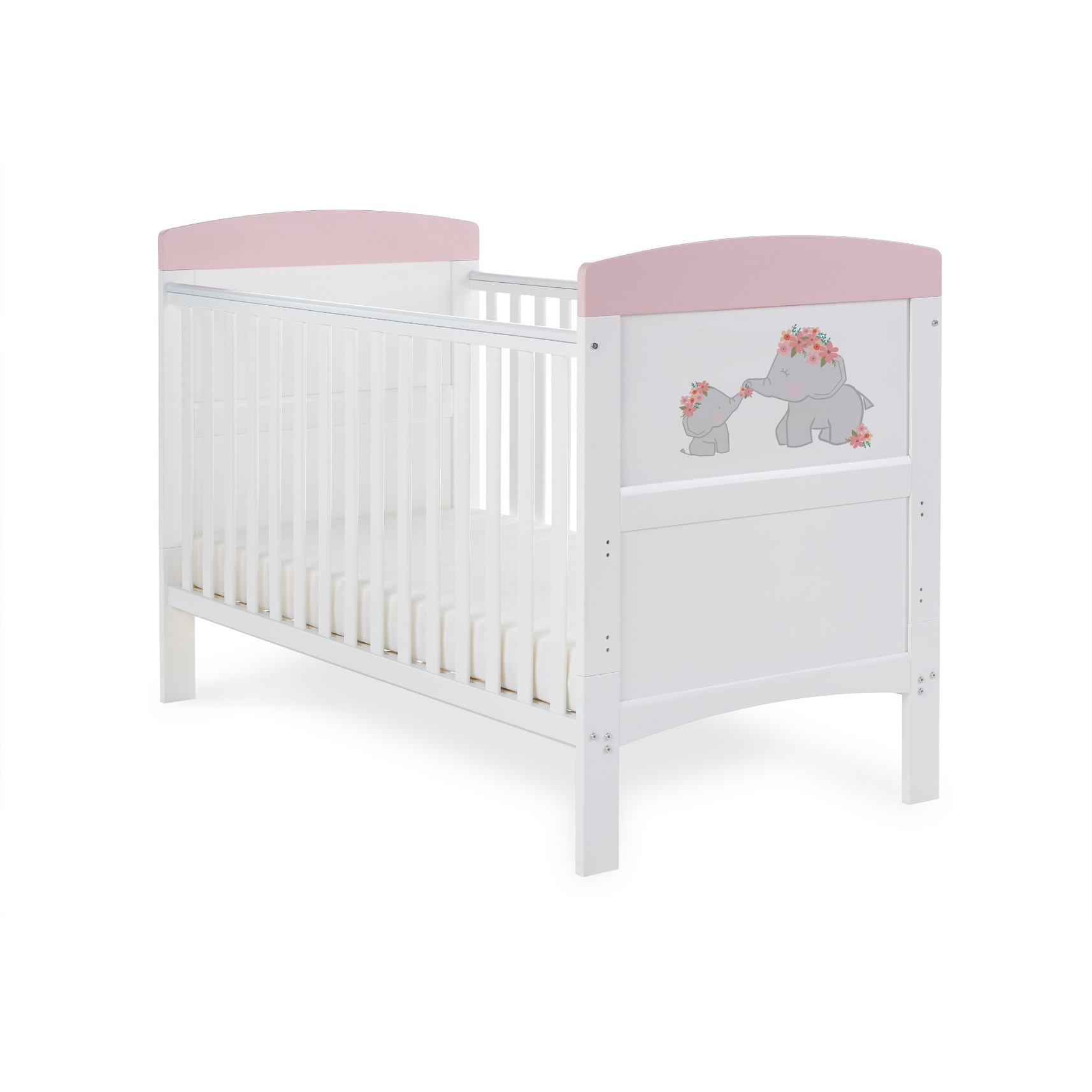 Obaby Grace Inspire Cot Bed - Me & Mini Me Elephants - Pink - image 1