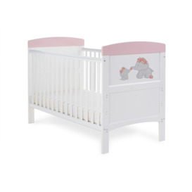 Obaby Grace Inspire Cot Bed & Under Drawer - Me & Mini Me Elephants - Pink - thumbnail 3